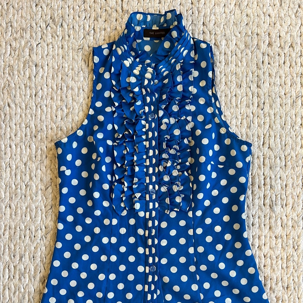 The Limited Size S Sleeveless Polka Dot Blouse